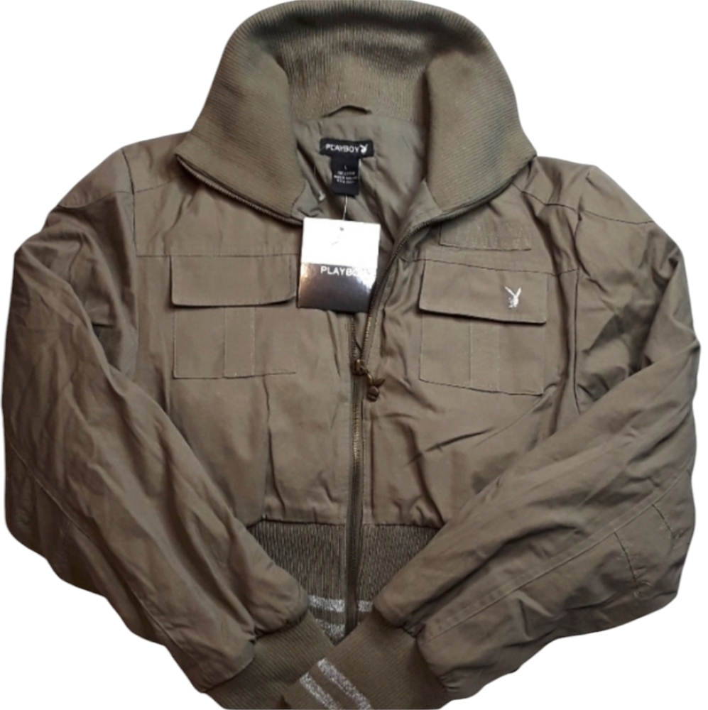 🆕️Playboy Olive Longsleeve Zip Front Jacket. Women's Size: Large.